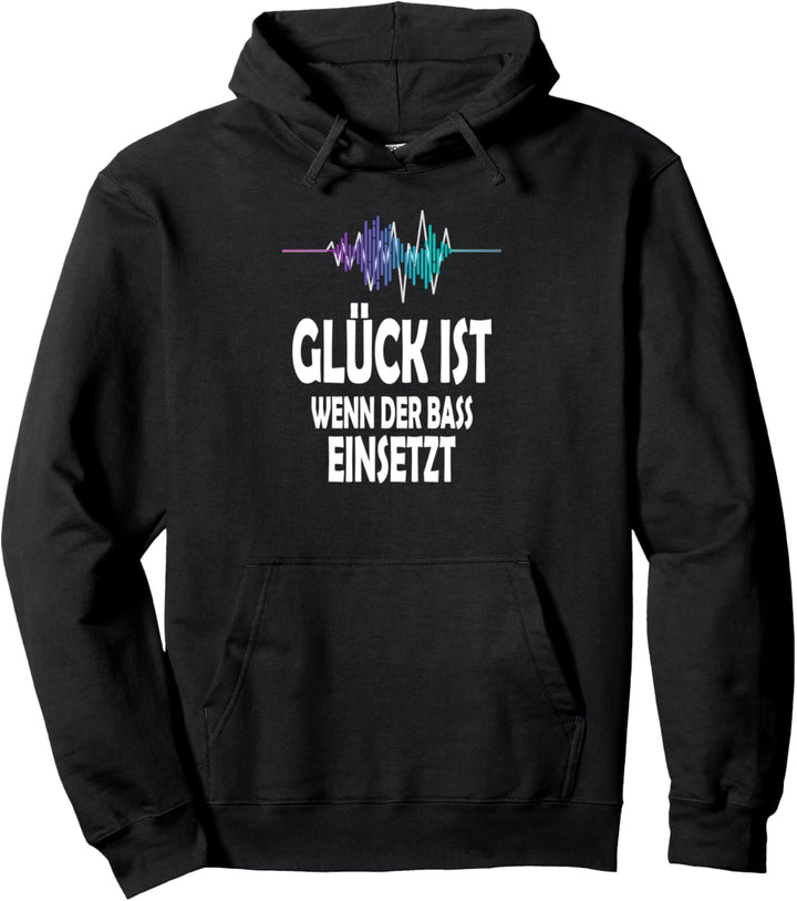 Glück ist, wenn der Bass einsetzt | Techno Rave Pullover Hoodie