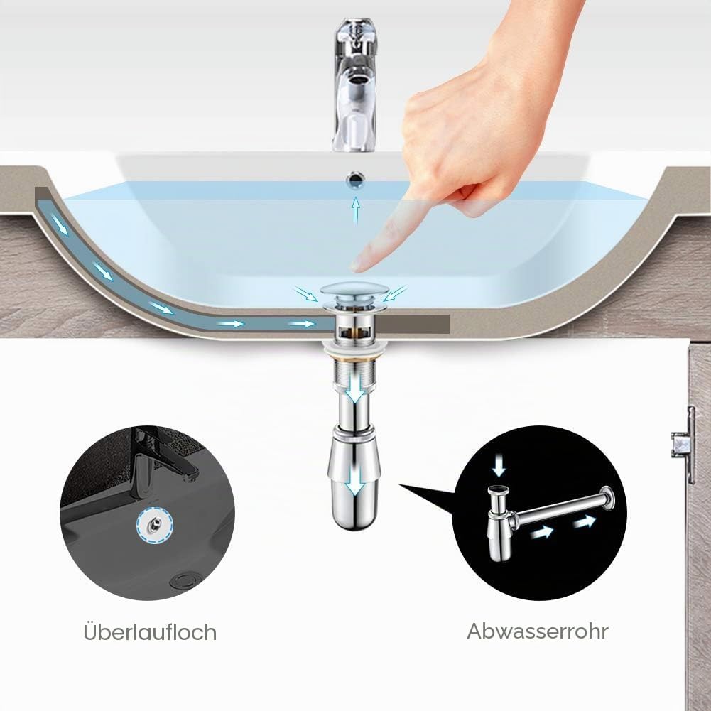 Ibergrif M11057 Wasserhahn Bad-Mischbatterie &amp; M20502, Universal Ablaufgarnitur POP UP- Anti-Blockin