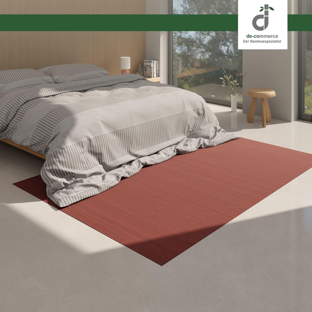 DE-COmmerce Bambusteppich Massive Aurora, 40x60 cm, 17mm gehärtete Stege, Teppich ohne Bordüre, Bamb