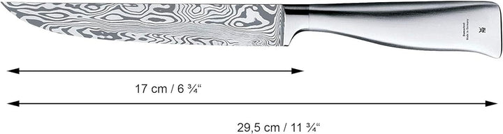 WMF Grand Gourmet Damastmesser, Fleischmesser 29,5 cm, Made in Germany, Damaststahl 120-lagig, Perfo