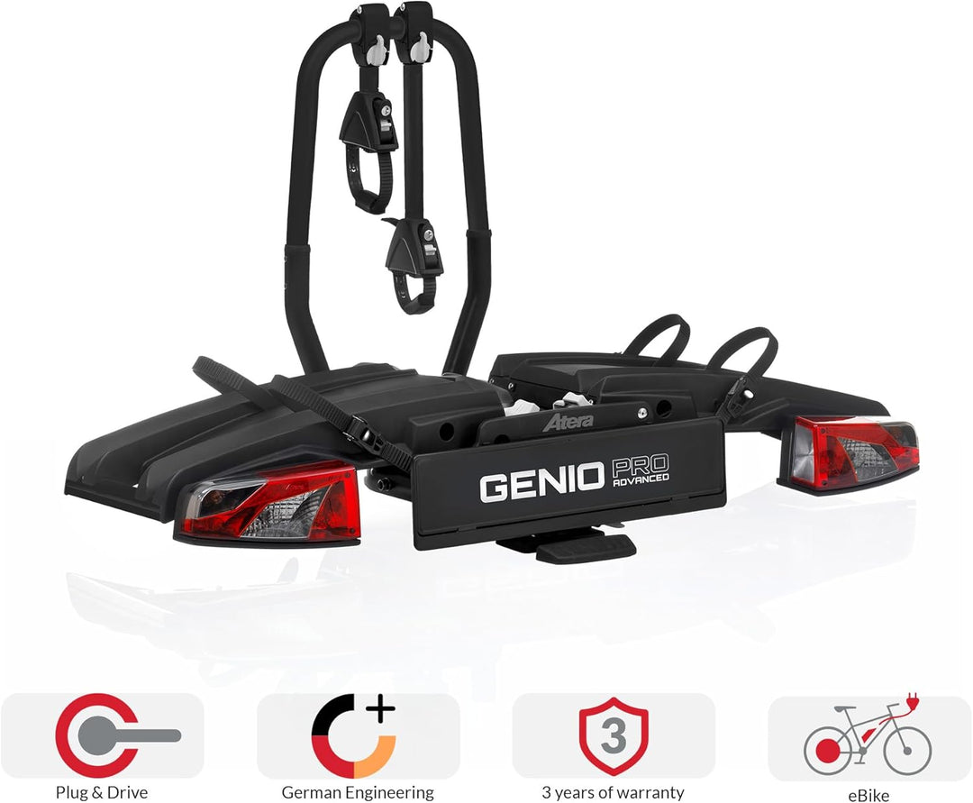 Atera 022785 PKW Fahrradträger Genio Pro Advanced, faltbar mit Leuchten - für 2 Fahrräder oder E-Bik