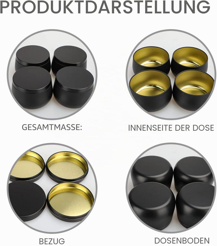 Kerzendosen aus Metall, 24 Stück, für die Kerzenherstellung, 8oz Mini-Kerzendosen DIY-Kerzenherstell