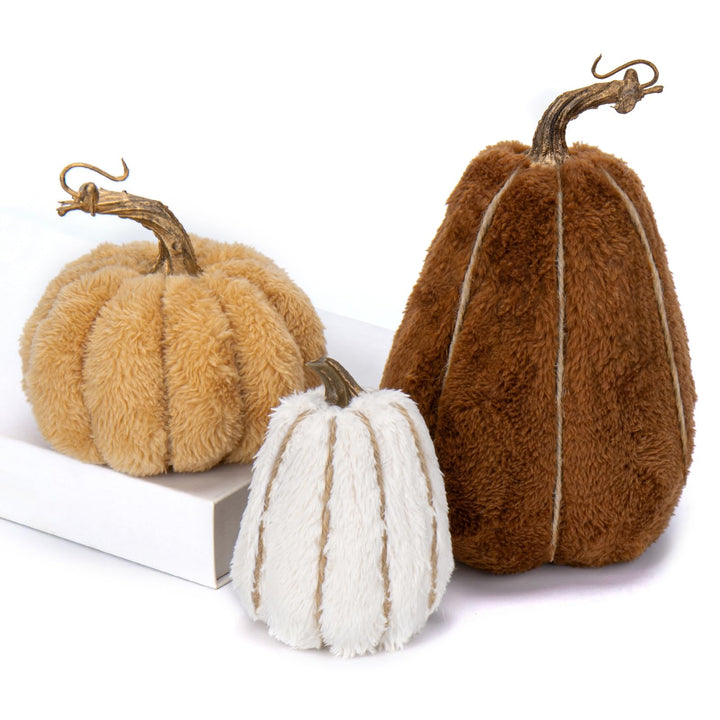 3er-Set Kunstpflanze Set künstliche Samt-Kürbisse, Künstlicher Kürbis für Halloween DIY-Herbstdekora
