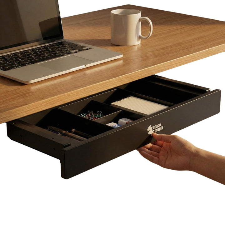 Spacetronik Schublade Unter Schreibtisch Schwarz, Unterbauschublade mit 5 Fächern, stabile Untertisc
