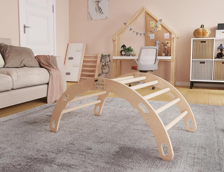 MAMOI® Kletterbogen, Kletterdreieck, Baby Klettern, Klettergerüst aus Holz, Holzbogen für Kinder, Sp