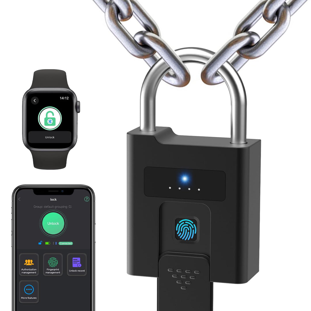 Vorhängeschloss mit Schlüssel eLinkSmart Fingerabdruck Vorhängeschloss wasserdicht stossfest mit App