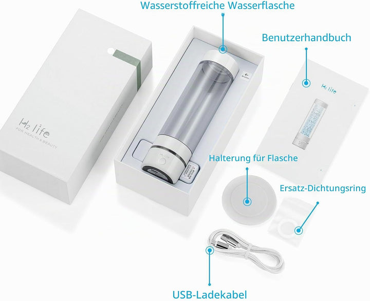 H2 Life Wasserstoff Wassergenerator, professionelle BPA-freie Wasserstoff Wasserflasche Dual-Modus t