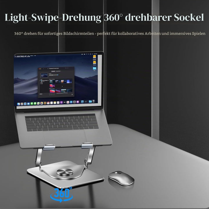 Laptop-Kühlpad 360° drehbarer Laptop-Ständer mit 5" Turbo-Kühllüfter, 2 verstellbaren Neigungswinkel