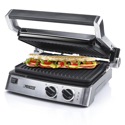 Princess Kontaktgrill/ Sandwichmaker – 180° aufklappbar mit zwei einstellbaren Thermostaten, 117300,