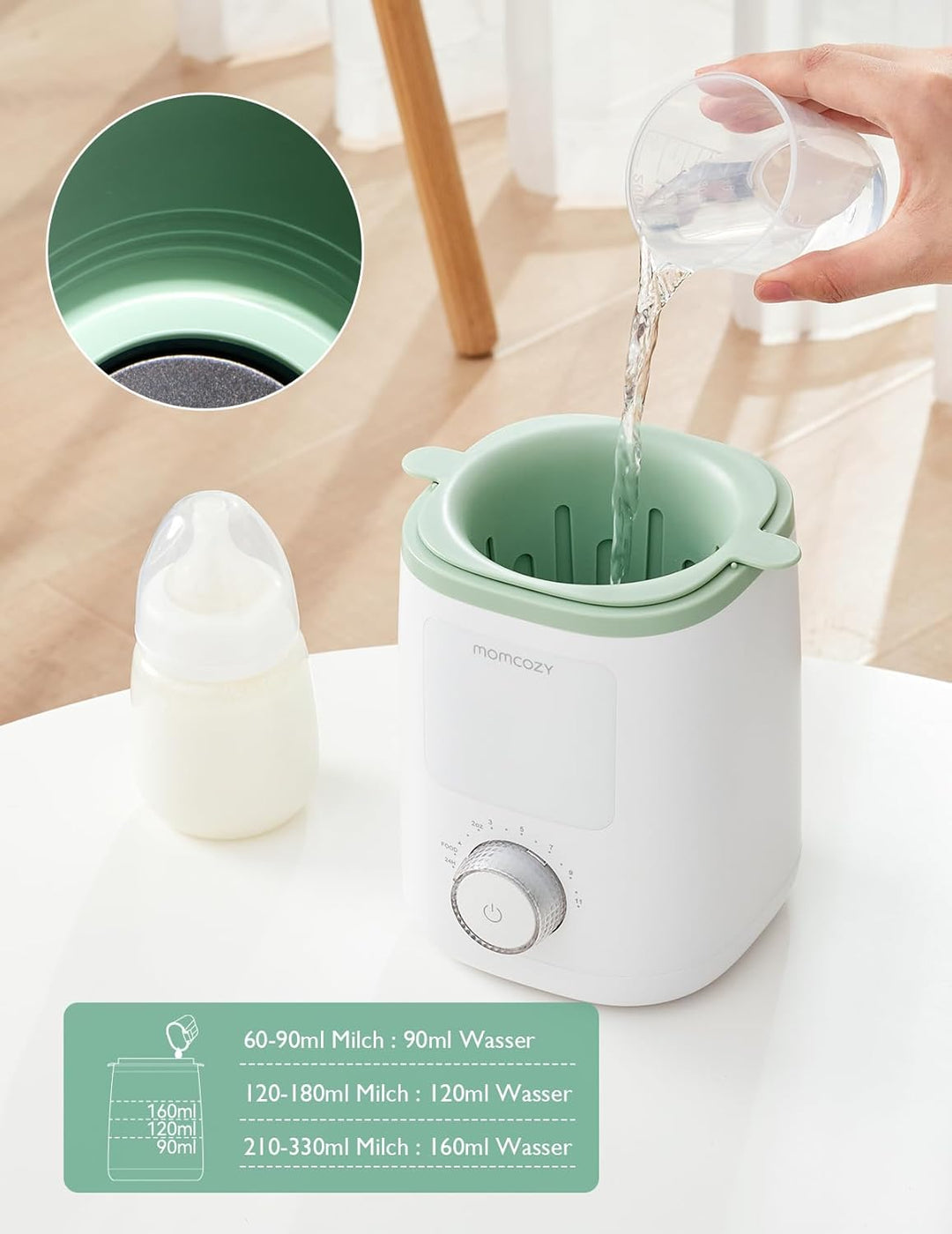 Momcozy MW02 Nutri-Flaschenwärmer Baby mit präziser Temperaturkontrolle &amp; Nachtlicht | 9-in-1 Fasche