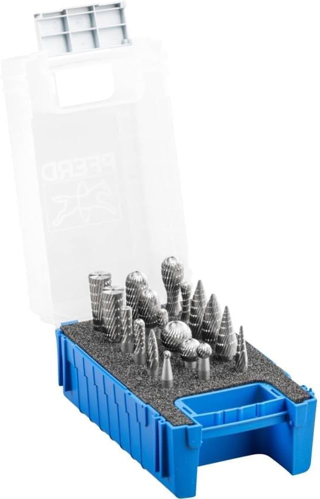 PFERD 83HSS HSS-Frässtift-Set, 18-teilig, Zahnung 3, Schaft-ø 6 mm, 22900833 – für die Zerspanung vo