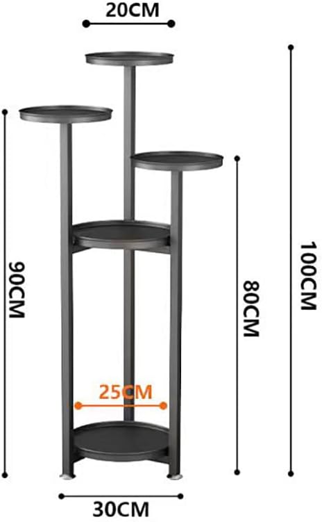 Pflanzenständer 100cm, Metall Blumenständer, 4-stufiger Metall Pflanzenregal mit Beine für Outdoor u