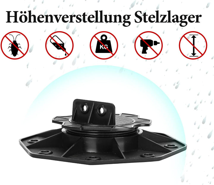 Eulenke Stelzlager höhenverstellbar 10 Stück Stellfuss 18-30mm Plattenlager - Stelzlager für Terrass