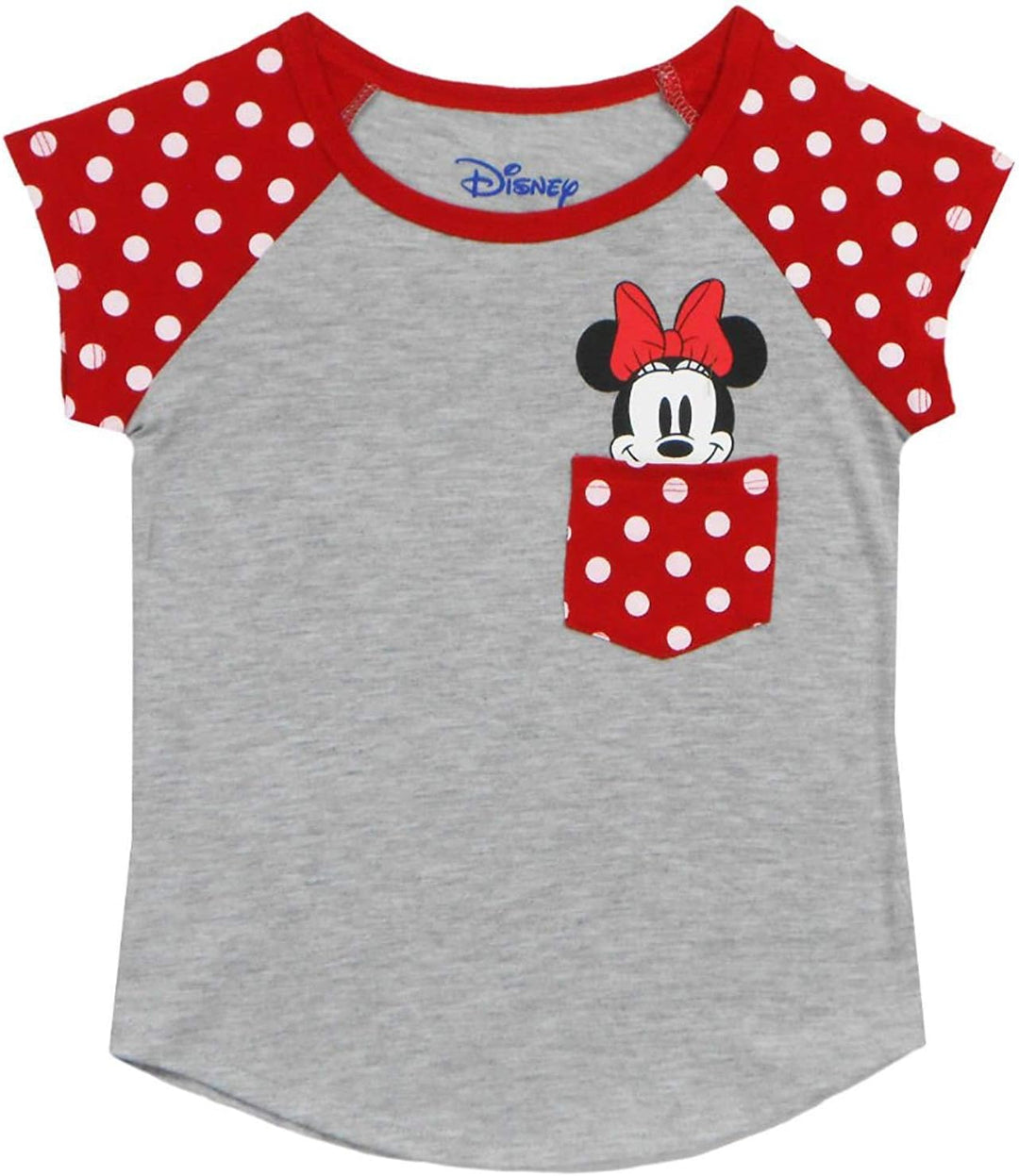 Disney Youth Girls Minnie Peeking Pocket Tee Grey X-Small