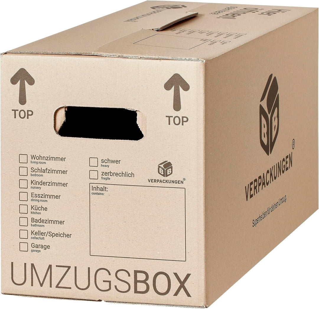 BB-Verpackungen 20 x Umzugskarton aus recycelter Pappe, sehr stabil mit doppeltem Boden (belastbar b