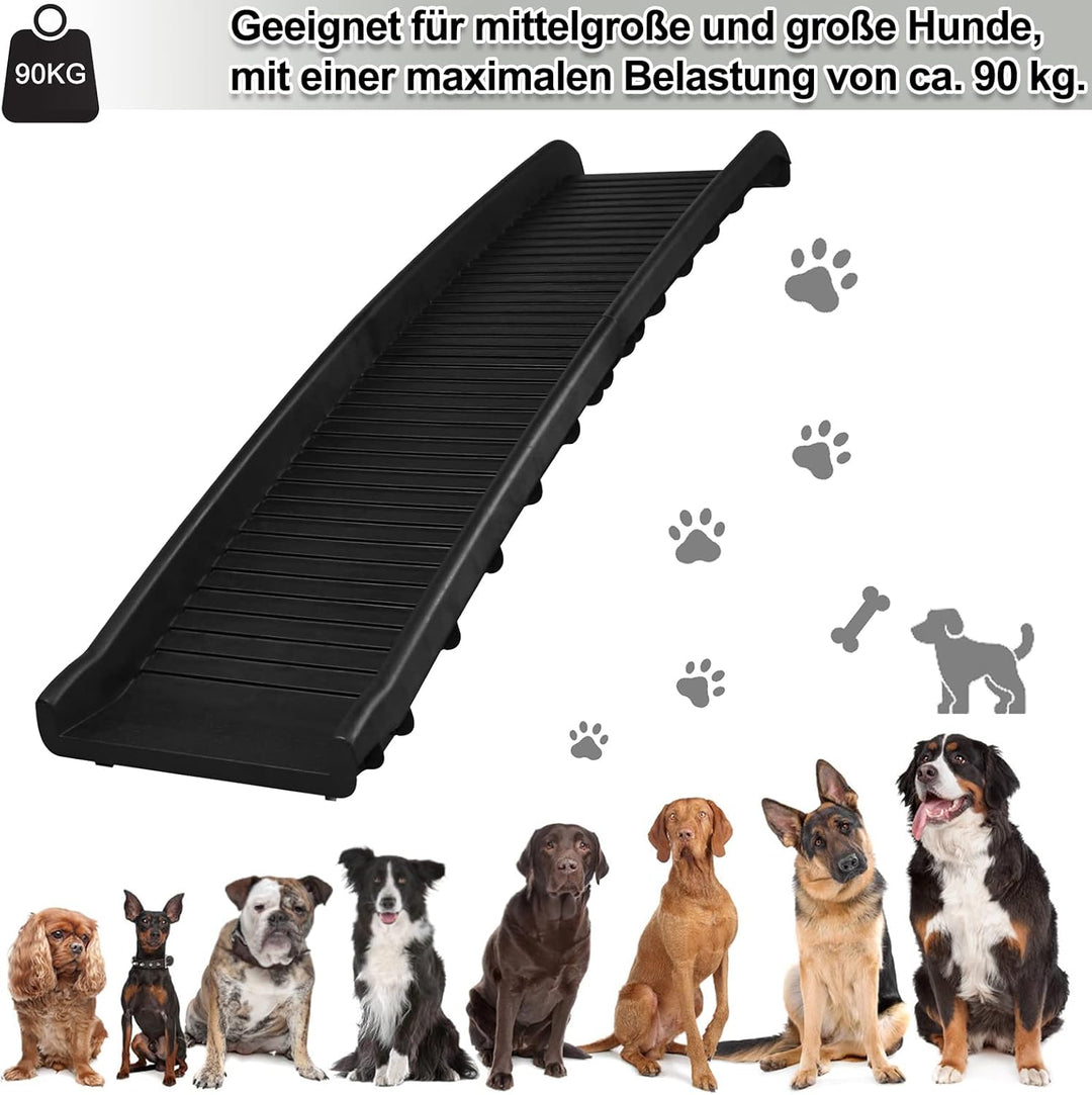 Hunderampe Faltbare Kunststoff Hundetreppe Anti-Rutsch Haustiere Kofferraumrampe bis 90 kg