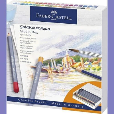 Faber-Castell 114616 - Aquarellstifte Goldfaber Aqua, 38er Atelierbox inklusive Zubehör, bunt