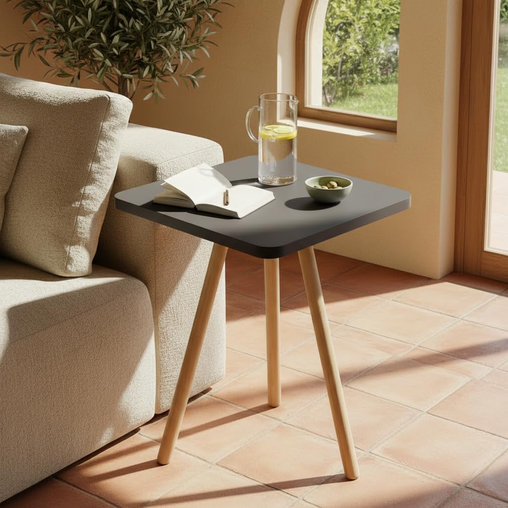Beistelltisch Anthrazit 34x45 cm Holzbeine Sofatisch Couchtisch Nachttisch Skandinavisch Anthrazit Q