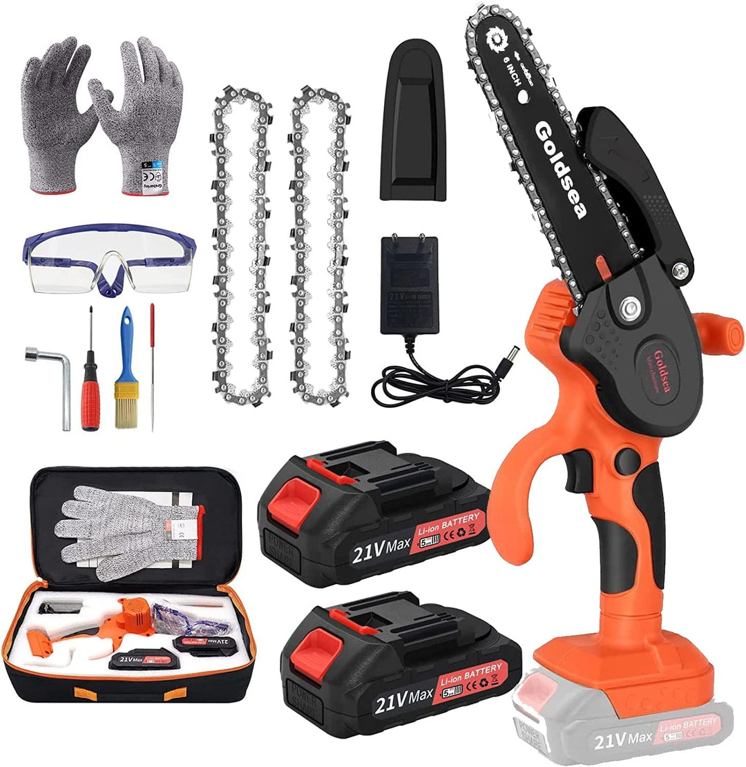 Mini Kettensäge, 6 Zoll Mini Kettensäge Mit Akku 21V Elektro Kettensäge, handkettensäge mit akku (mi