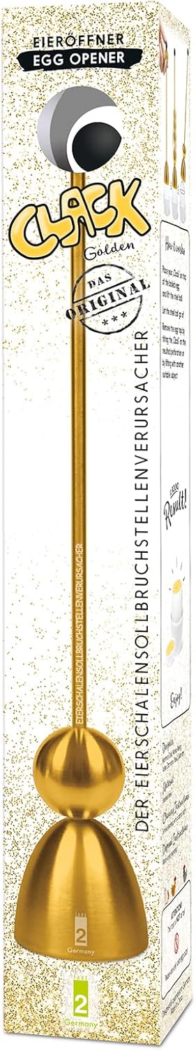 Clack Eieröffner Golden Edition, Matt Gold, Silikonkugel schwarz, Gold