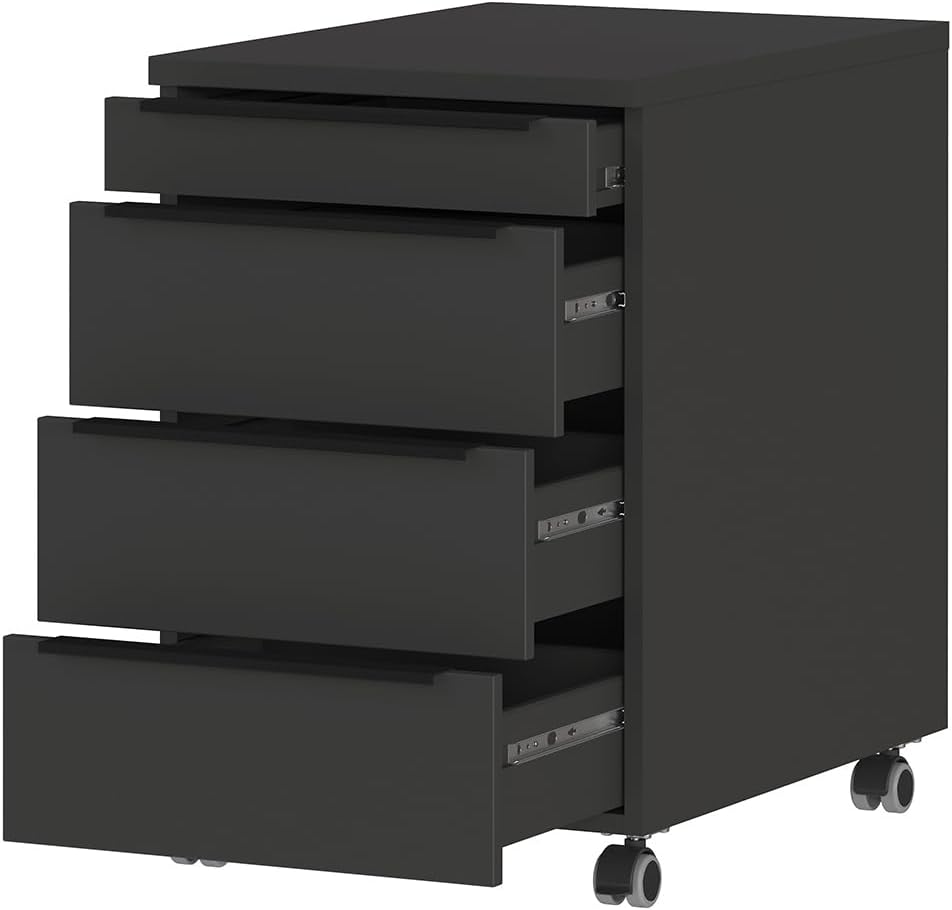 Lomadox Büromöbel Rollcontainer, Graphit, 4 Schubladen, Rollen gebremst
