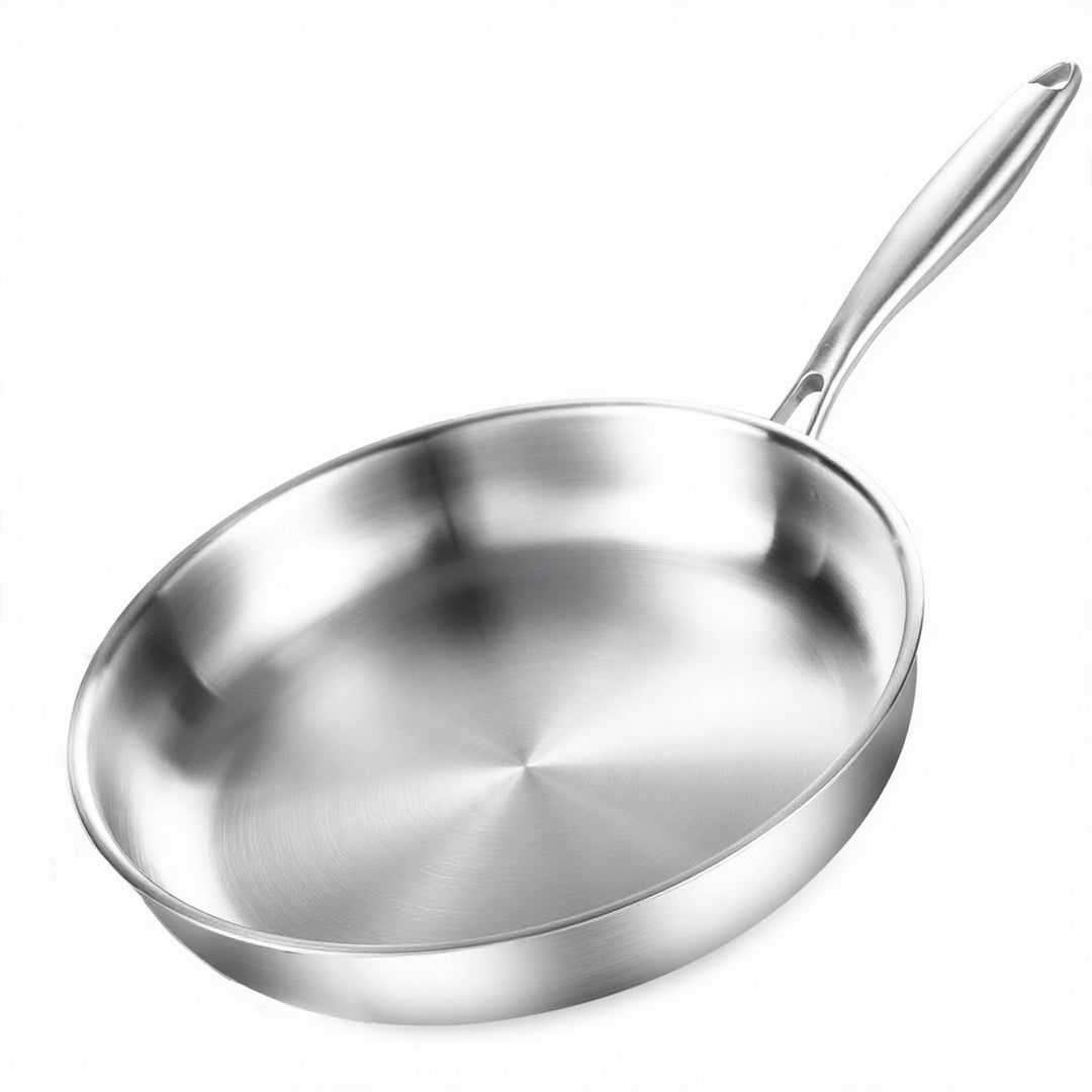 Dreilagige Edelstahl Bratpfanne 20cm,Edelstahlpfanne Unbeschichtet,Induktions Pfanne,Hocheffiziente