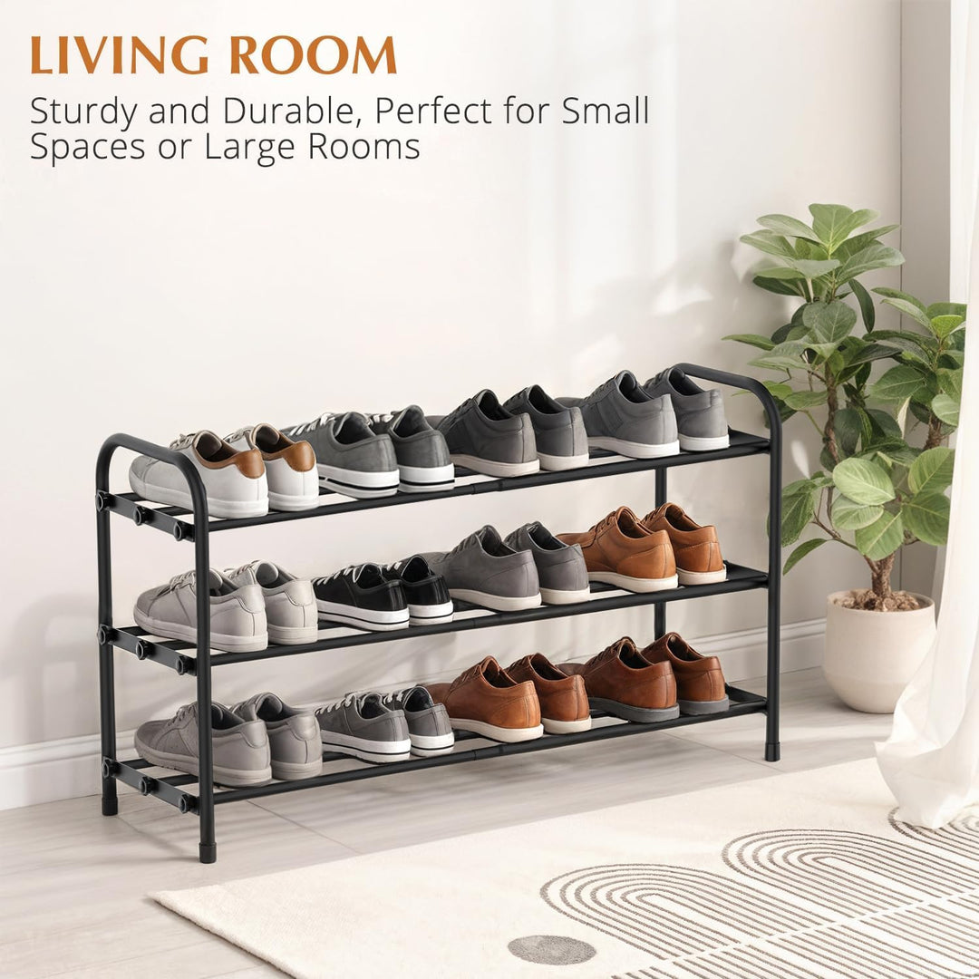 YUWHFEI Schuhregal Platzsparend, 3 Ebenen Shoe Rack Metall, Ausziehbar Schuhablage 45 to 80cm, Klein