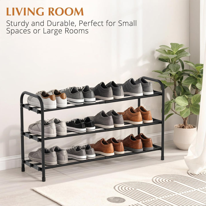 YUWHFEI Schuhregal Platzsparend, 3 Ebenen Shoe Rack Metall, Ausziehbar Schuhablage 45 to 80cm, Klein