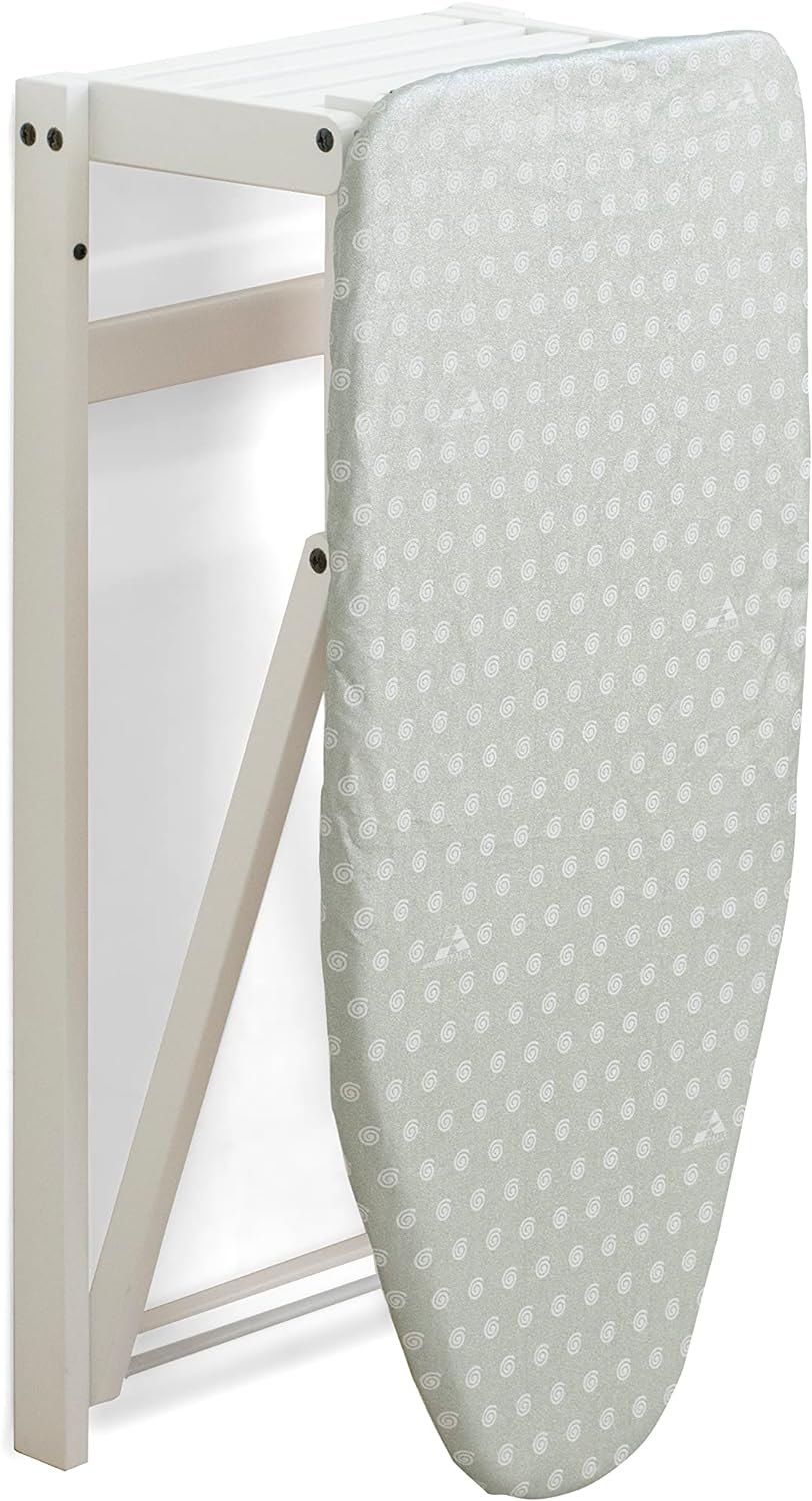Bügelbrett für die Wand, 633 Bügelbrett Jolly, Holz, abschliessbar, weisses Finish AR-It das Herz de