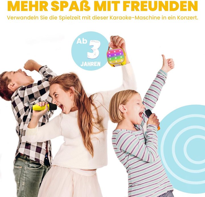 Karaoke Maschine Kinder mit 2 Mikrofonen: [Premiumversion] Mini Karaoke Maschine, Geschenk für Mädch