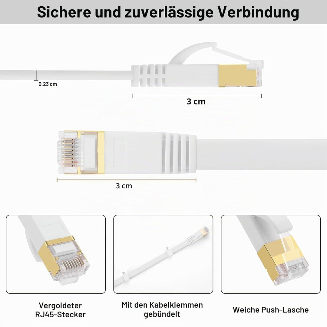 Fumitt Cat 8 Ethernet Kabel 15m, Hohegeschwindigkeit Flach Gigabit RJ45 Lan Internet Netzwerk Kabel