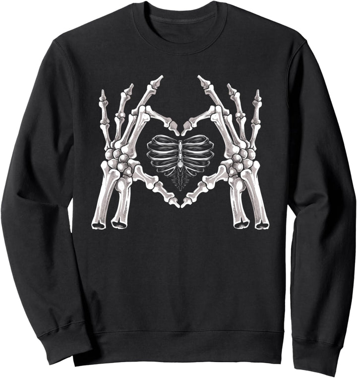 Skelett Rippen Hand Herz Zeichen Sweatshirt