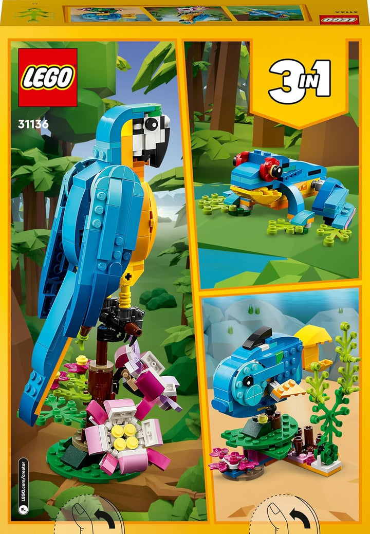 LEGO Creator 3in1 Exotischer Papagei, Frosch und Fisch Ostergeschenk Dschungel-Tier-Figuren Bauspiel