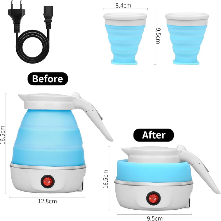 Faltbarer Wasserkocher 600ml Mini Wasserkocher Reise Wasserkocher Klein Faltbarer Wasserkocher Silik