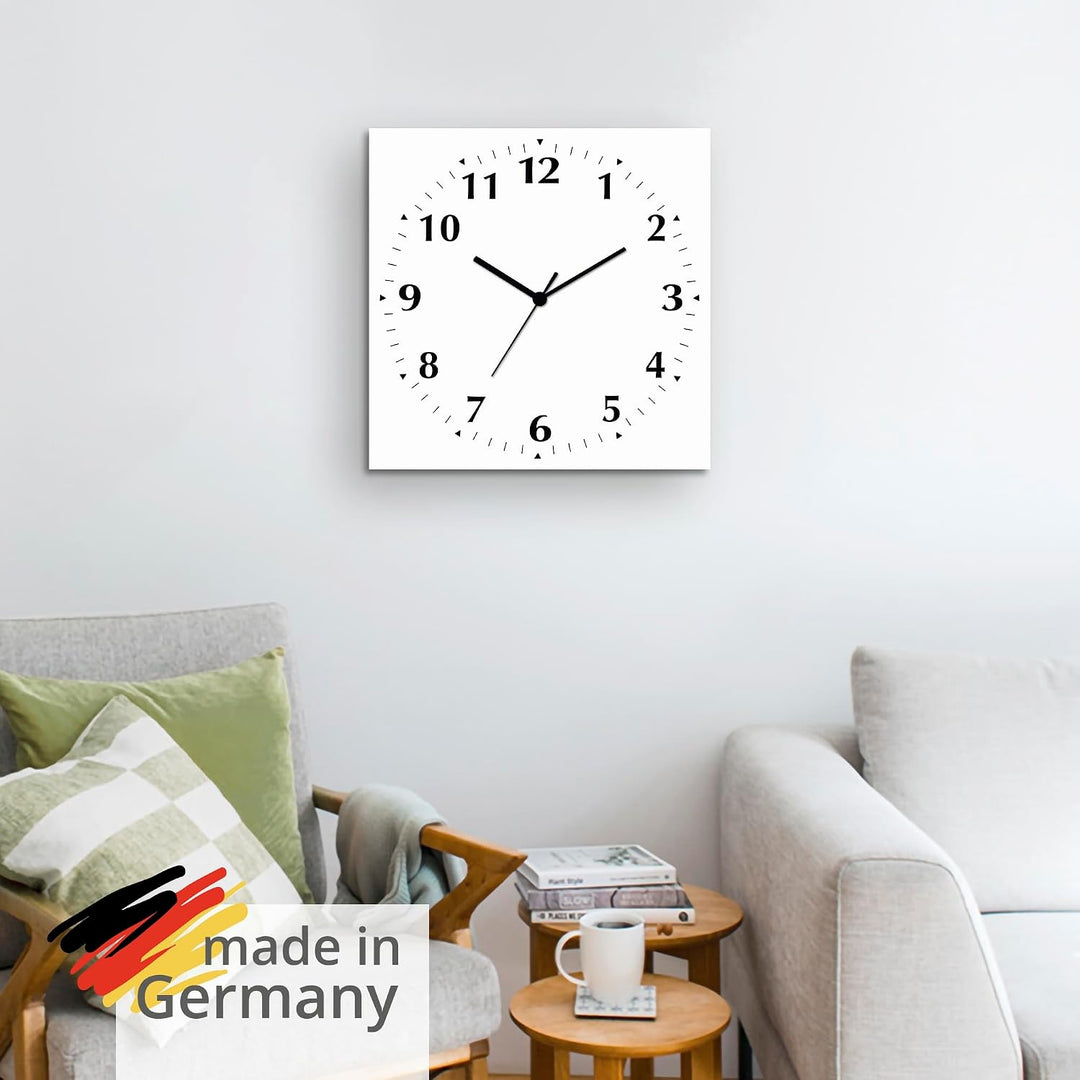 ARTLAND Wanddeko Wanduhr ohne Tickgeräusche Alu Funkuhr 30x30 cm Quadratisch Lautlos 12 Ziffern Farb