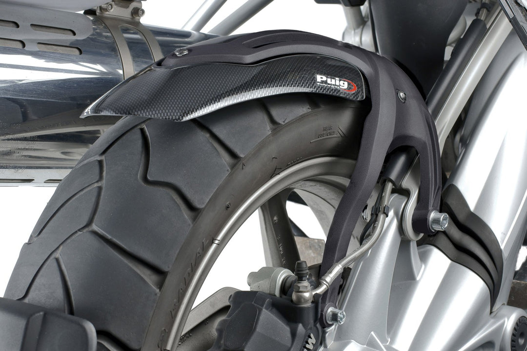 Puig 5055C Hinterradabdeckung mit Aluminium Bracket, Carbon Look, Medium Kohlenstoff, Kohlenstoff