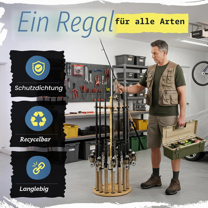 Rush Creek Creations Angelruten-Aufbewahrungsregal, rund, 16 Stück Traditionelles, rundes Bodenregal