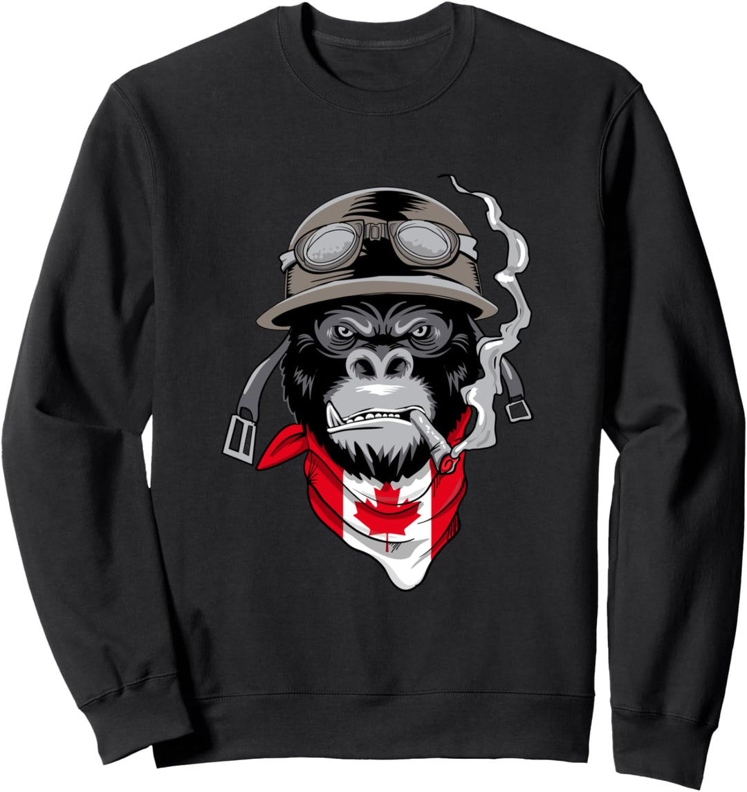 Kanada Flagge Motorrad Motorradfahrer Kanadier Sweatshirt
