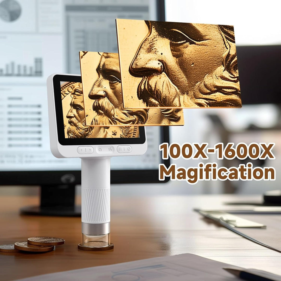 BEAVERLAB 4,0" IPS Mikroskop, digitales Mikroskop 100X-1600X, WiFi USB Mikroskop für Anfänger, 1080P