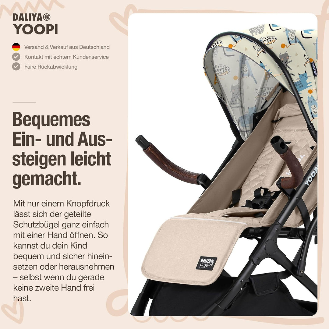 Daliya® YOOPI Reisebuggy, faltbar, mit Teleskopgriff, Flugzeug Buggy, Alluminiumrahmen, Stufenlose R