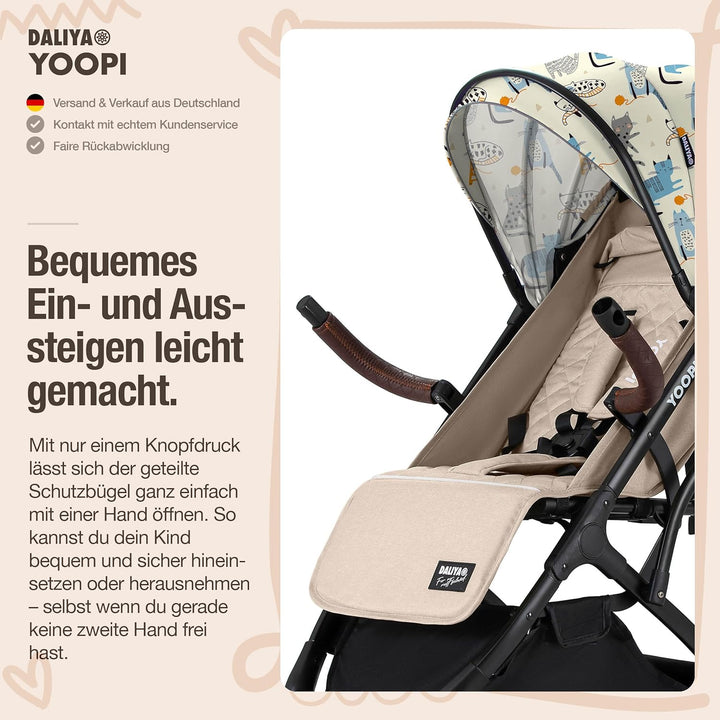 Daliya® YOOPI Reisebuggy, faltbar, mit Teleskopgriff, Flugzeug Buggy, Alluminiumrahmen, Stufenlose R