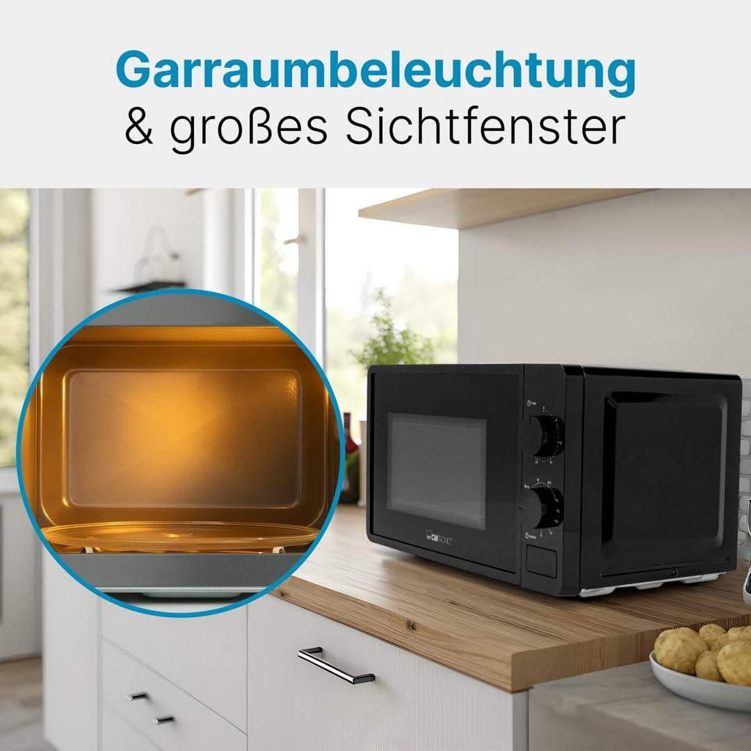 Clatronic® Mikrowelle mit Grill | 800 Watt | 5 Stufen | 20 Liter Garraum | 360° Drehteller | Timer m