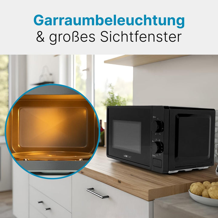 Clatronic® Mikrowelle mit Grill | 800 Watt | 5 Stufen | 20 Liter Garraum | 360° Drehteller | Timer m