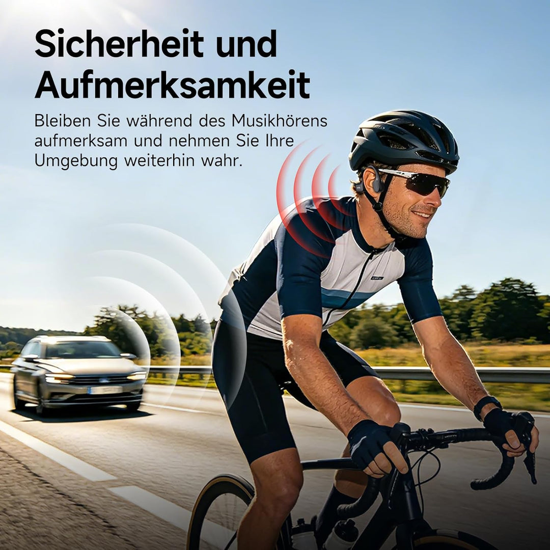Knochenleitung Kopfhörer Bluetooth 6.1, IPX7 wasserdichte Open-Ear Kopfhörer mit Mikrofon, leichte B