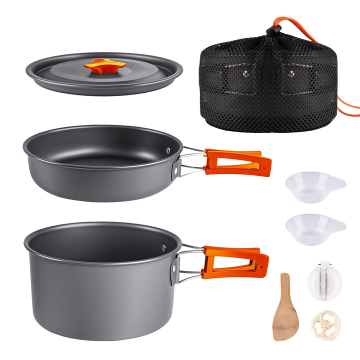 aiGear Camping Kochgeschirr Set/Outdoor Geschirr Set Aluminium | Camping Topf Kochtopf Tragbar, mit
