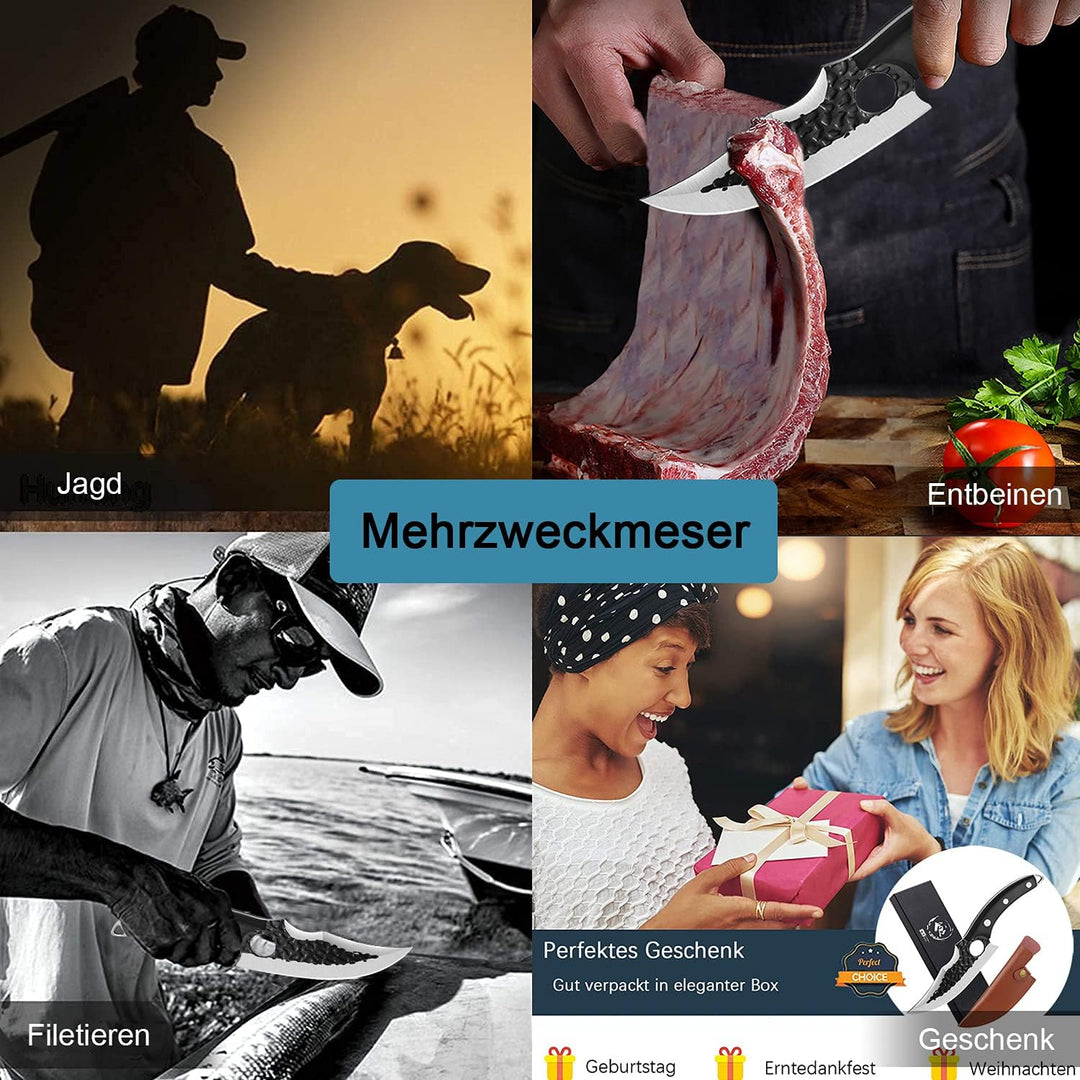 Dream Reach Ausbeinmesser Fleischerbeil Handgeschmiedete Hammer Textur Klinge Outdoor-Messer Kochmes