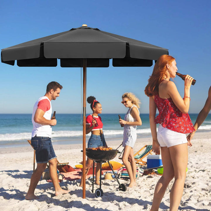 GOPLUS Sonnenschirm Holz 300cm, Gartenschirm beideseitig um 30° knickbar, UV 50+, Terrassenschirm, M