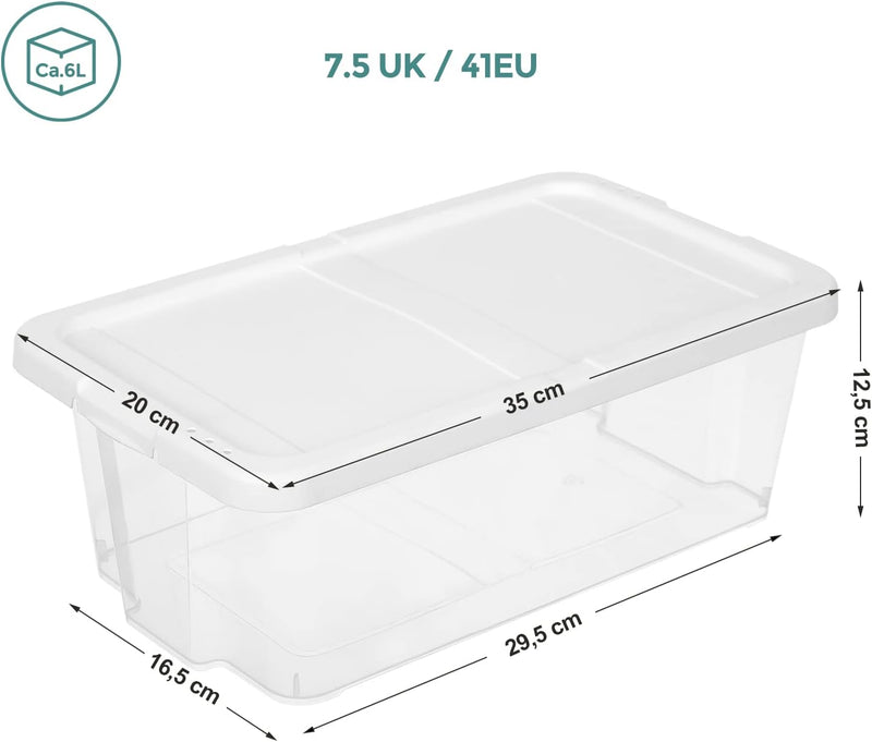 SONGMICS 12er Set Schuhboxen Aufbewahrungsboxen , Schuhaufbewahrung Speicherbox Transparent Mit Deck