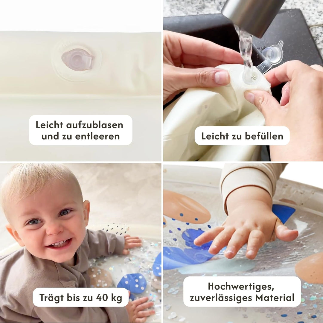Hakuna Matte Wassermatte Baby 73x42cm – Tummy Time Wassermatte ab 3, 6 & 9 Monate, Sensorik Spielzeu