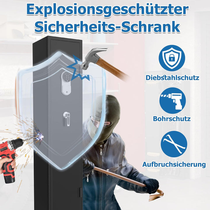 Tresor aus Stahl mit digitaler Tastatursperre Möbeltresor mit Fingerabdrucksensor & Griff & Schlüsse